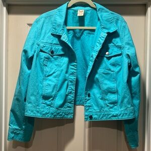 Faded Glory - teal denim jacket with pockets. Long sleeve. SZ XXL